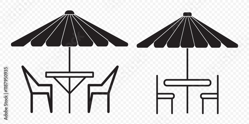 Terrace cafe different style icon set . Terrace cafe icon vector, filled flat sign, solid pictogram isolated on white. Symbol, logo illustration. Pixel perfect vector graphics. eps 10.