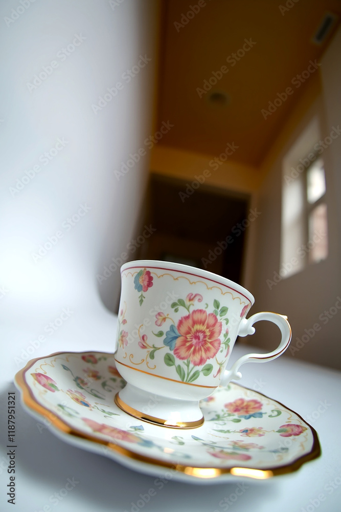 Fototapeta premium Beauty cup on green background