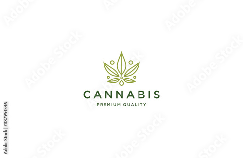 Cannabis line style logo icon design template flat vector