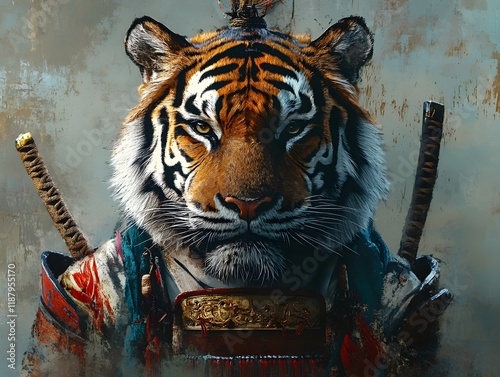 Majestic Samurai Tiger: A Powerful Digital Painting