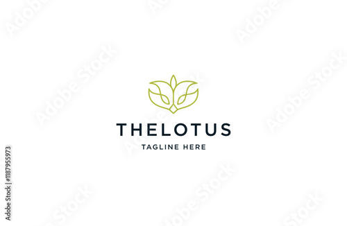 Lotus line style logo icon design template flat vector