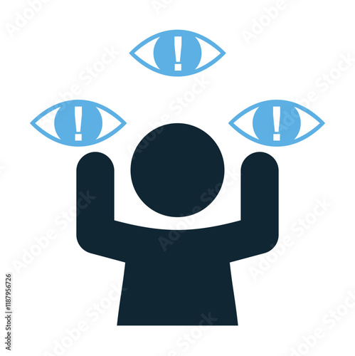 Paranoia Icon Vector Set, Mental Health Awareness Illustrations with Symbolic Graphics Depicting Anxiety, Suspicion, and Fear, Therapy and Psychological Topics, Editable Design Asset