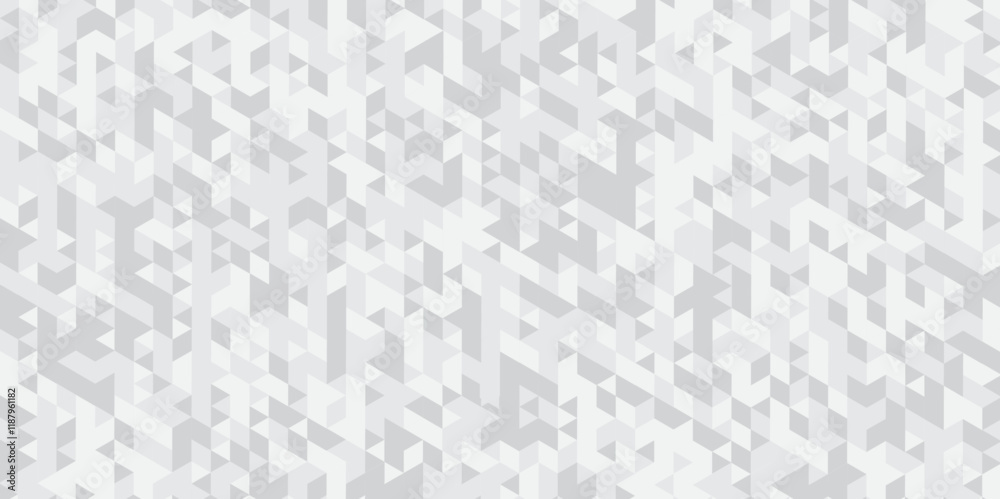 Abstract geometric white and gray background seamless mosaic and low polygon triangle texture wallpaper. Triangle shape retro wall grid pattern geometric ornament tile vector square element.
Abstract geometric white and gray background seamless mosaic and low polygon triangle texture wallpaper. Triangle shape retro wall grid pattern geometric ornament tile vector square element.