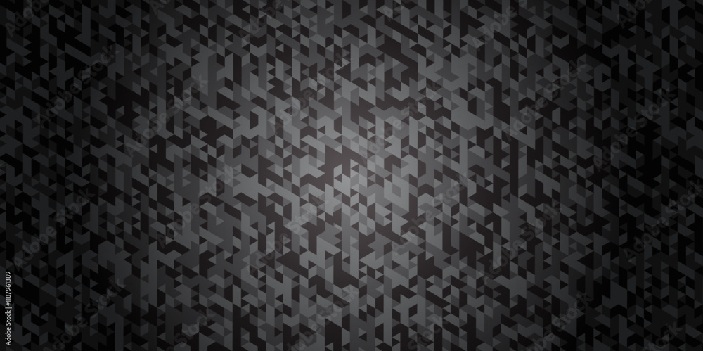 Fototapeta premium Abstract geometric black and gray background seamless mosaic and low polygon triangle texture wallpaper. Triangle shape retro wall grid pattern geometric ornament tile vector square element.