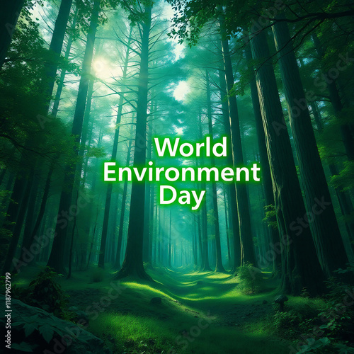 Radiant Green Forest, Celebrating World Environment Day photo