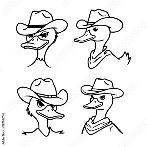 duck outline drawing vector set