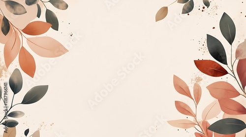 Elegant Watercolor Leaves Frame Design Background