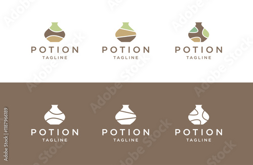 Set potion logo icon design template flat vector