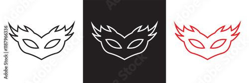 Eye mask Icon set in for UI designs.  isolated on white and black background. vector illustration. EPS 10