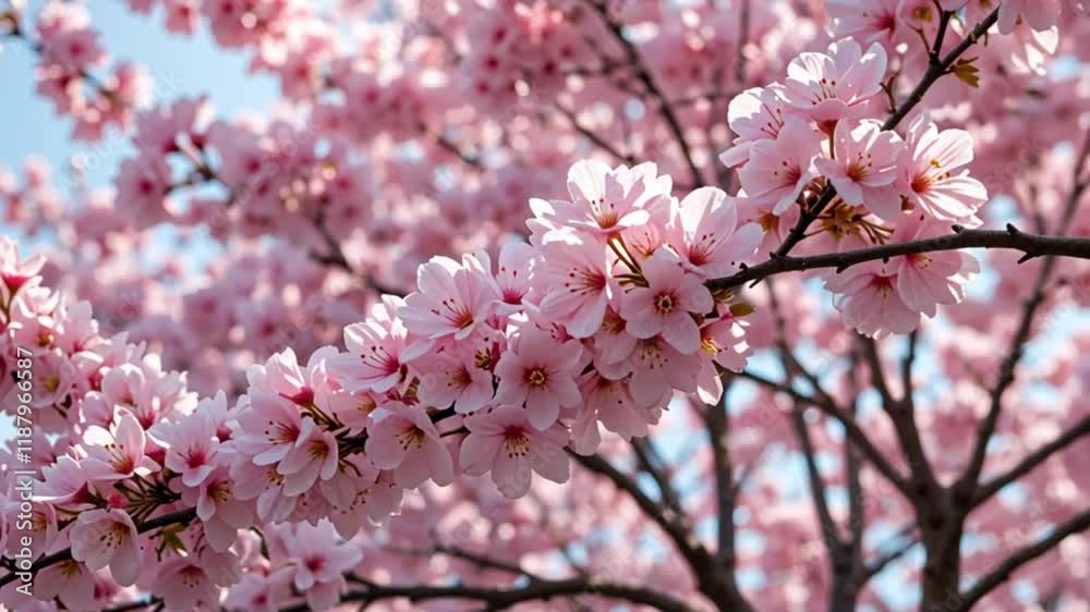 Serene Pink Cherry Blossoms in Spring Sunlight Serene Pink Cherry Blossoms in Spring Sunlight