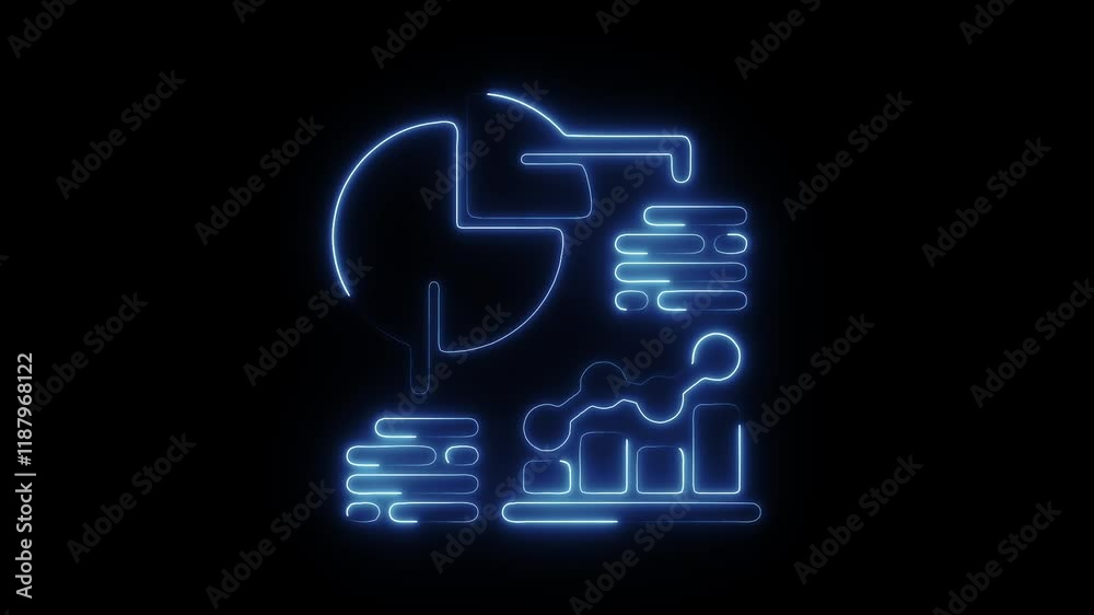 Glowing Neon Statistics Icon, Data Analysis and Insights Symbol, HD Video Motion Graphic Animation on Black Background Glowing Neon Statistics Icon, Data Analysis and Insights Symbol, HD Video Motion Graphic Animation on Black Background