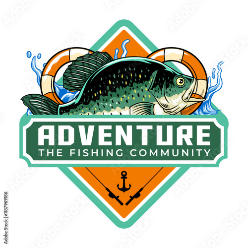 Crappie Fish Adventure Fishing Community Logo in Colorful Vector Cartoon Illustration for sticker badge emblem t-shirt banner invitation