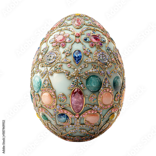 Wallpaper Mural Ornate Decorative Easter Egg with Intricate Design and Colorful Gemstones on Transparent Background Torontodigital.ca