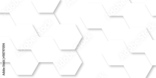 Seamless creative geometric Pattern of white hexagon white abstract hexagon wallpaper or background. 3D Futuristic abstract honeycomb mosaic white background. white hexagon geometric texture.