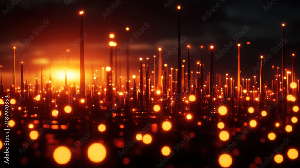 Fototapeta premium A mesmerizing sunset illuminating glowing orange elements.