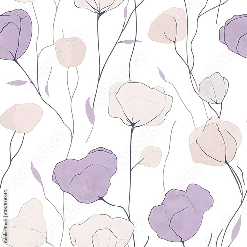 Creative Seamless Pattern 2D Doodle Floral Illustrations for wallpaper, card, tile.