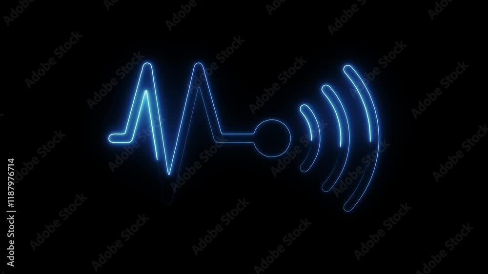 Glowing Neon Sensor Icon Animation on Black Background, HD Motion Graphic Representing Technology and Detection Systems Glowing Neon Sensor Icon Animation on Black Background, HD Motion Graphic Representing Technology and Detection Systems