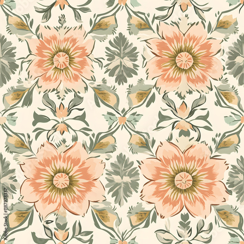 Wallpaper Mural Creative Seamless Pattern 2D Doodle Floral Illustrations for wallpaper, card, tile. Torontodigital.ca