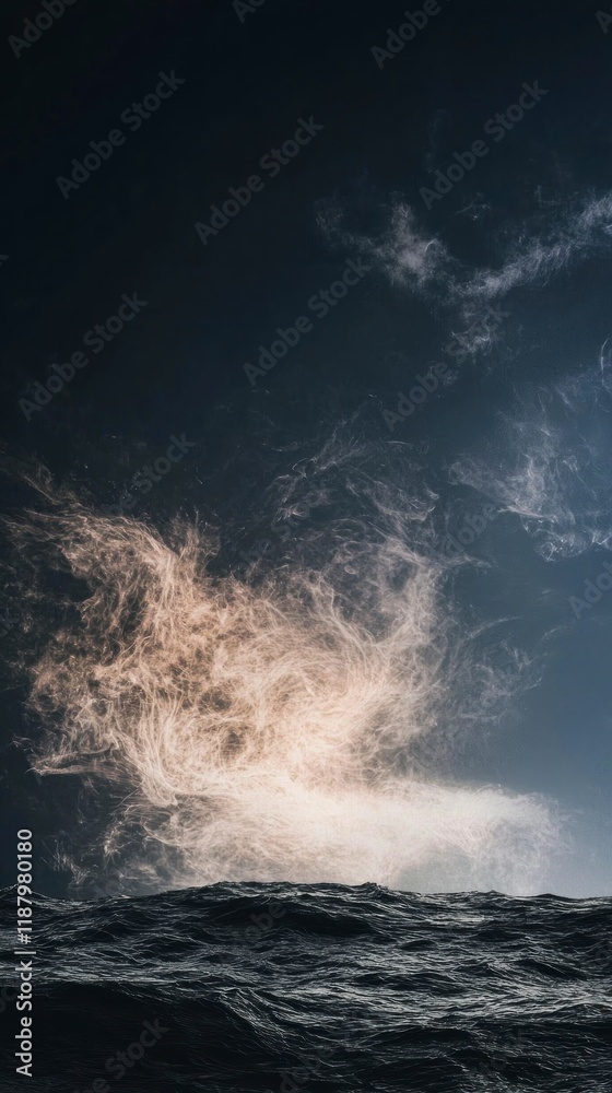 Dramatic Ocean Scene Abstract Cloudscape over Dark Waves Dramatic Ocean Scene Abstract Cloudscape over Dark Waves