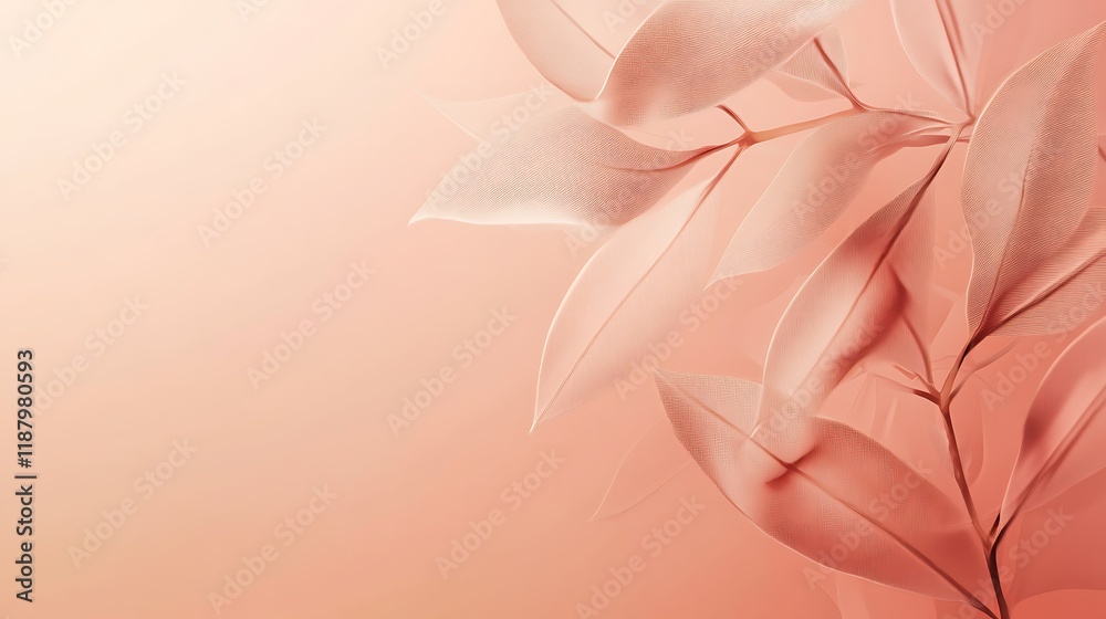 Fototapeta premium Delicate Peach Leaves on a Soft Background