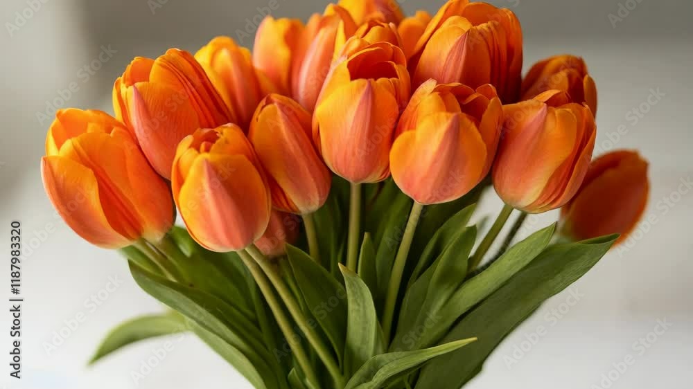 Vibrant Orange Tulip Bouquet with Blank Card