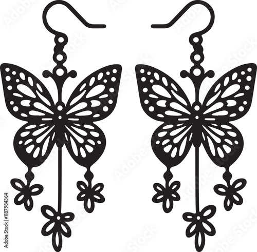 butterfly laser cut earrings template silhouette vector art illustration