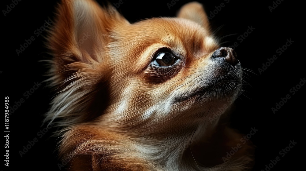 A Portrait of a Longhaired Brown Chihuahua Dog A Portrait of a Longhaired Brown Chihuahua Dog