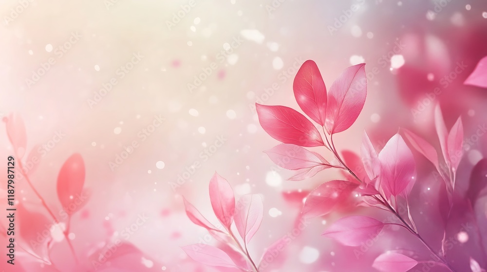 Delicate Pink Leaves Softly Illuminated Background Delicate Pink Leaves Softly Illuminated Background