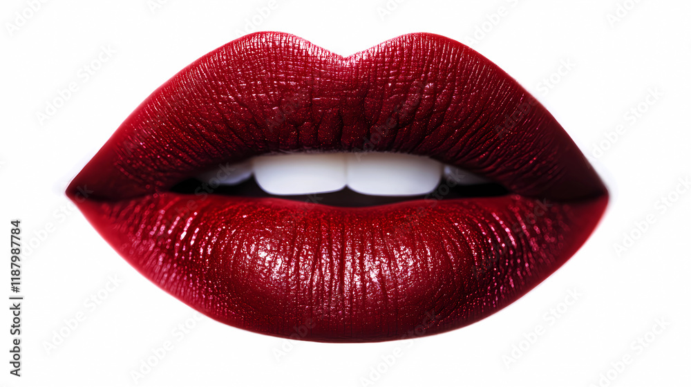 Ruby Red Lipstick on Pristine White Background Ruby Red Lipstick on Pristine White Background