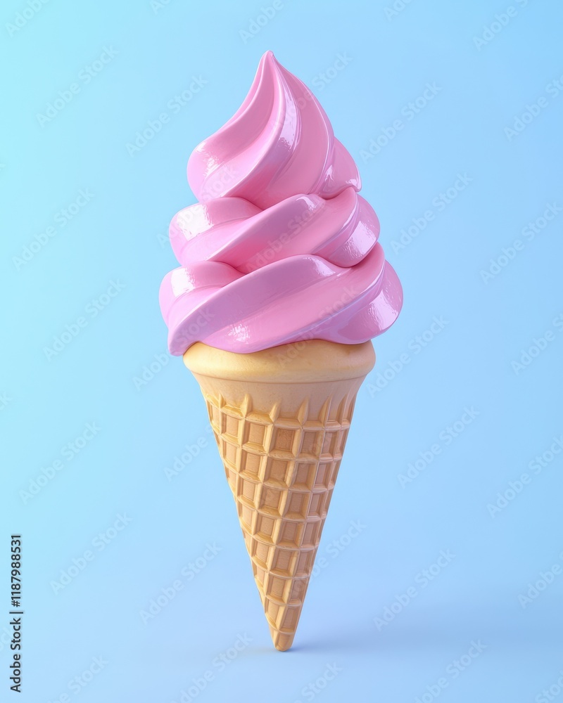 Delicious scoops of pink gelato in waffle cone bright outdoor setting food sweet treats Delicious scoops of pink gelato in waffle cone bright outdoor setting food sweet treats