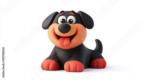 Adorable 3D puppy, joyful expression, playful pose, cute cartoon style.