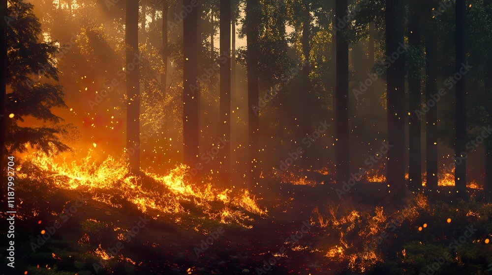 Fototapeta premium Wildfire Forest fire Woolsey Fire Mountains