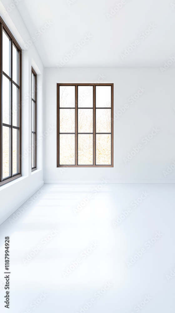 Obraz premium Bright and spacious interior with large windows allowing natural light