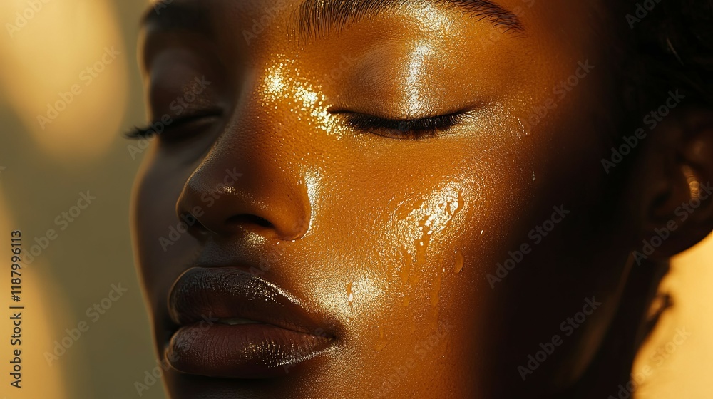 Fototapeta premium Golden Hour Glow: A Radiant Portrait of Youthful Skin