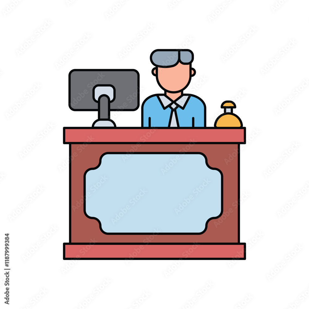 receptionist lineal color line icon with white background vector stock illustration receptionist lineal color line icon with white background vector stock illustration