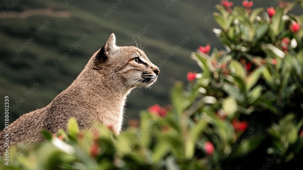 Obraz premium Wildcat Profile Majestic Feline in Nature Wildlife Photography
