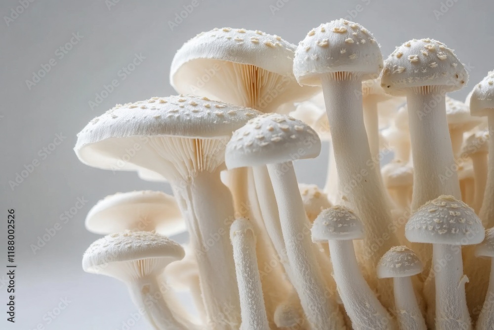 Cluster of Delicate White Mushrooms Growing Together Cluster of Delicate White Mushrooms Growing Together