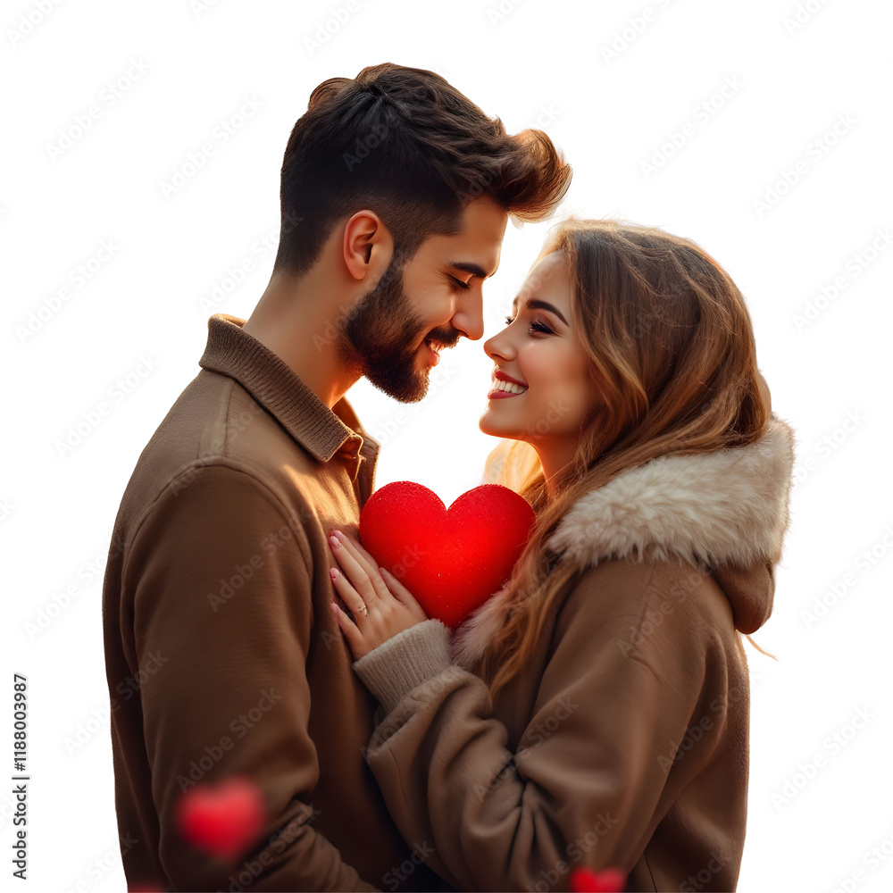 '' Loving Couple with Heart-Shaped Decoration'' '' Loving Couple with Heart-Shaped Decoration''