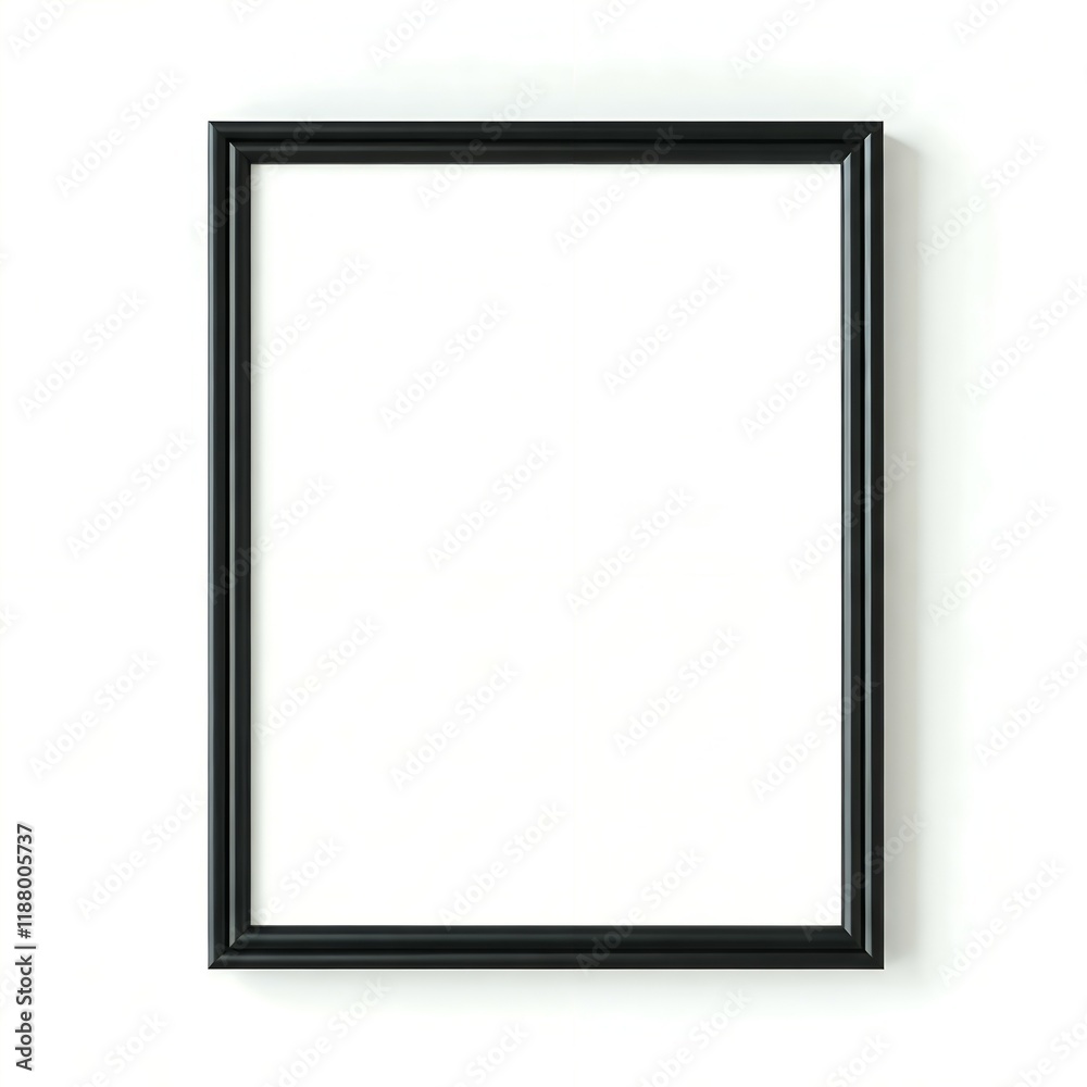 Empty Black Picture Frame Against White Background Empty Black Picture Frame Against White Background