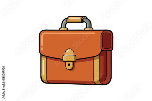 Stylish business briefcase illustration in vibrant colors, showcasing professionalism and portability in an isolated white backdrop