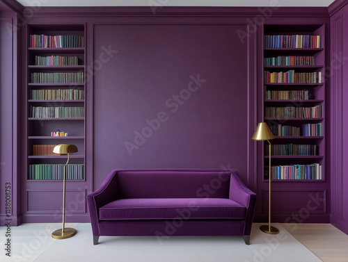 Deep Plum Library Wall with Enhanced Inset Paneling