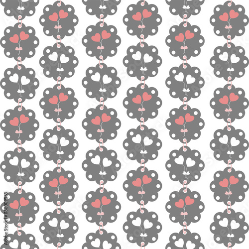 Colorful seamless floral  chain pattern design with hearts and decorative elements  for wallpaper, textiles, bedding, background, and designg packaging photo