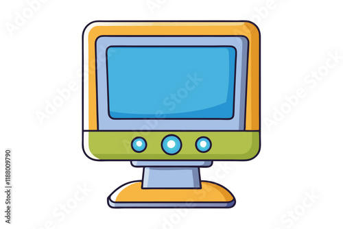 Fun and colorful old style computer monitor graphic, perfect for showcasing the evolution of technology in a playful way
