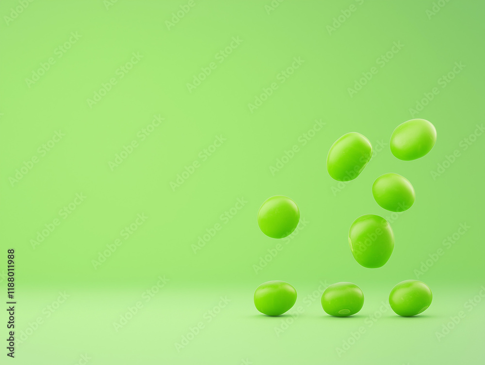 Assembly of Bright Green Peas, Fresh and Natural, Vibrancy on Display Assembly of Bright Green Peas, Fresh and Natural, Vibrancy on Display