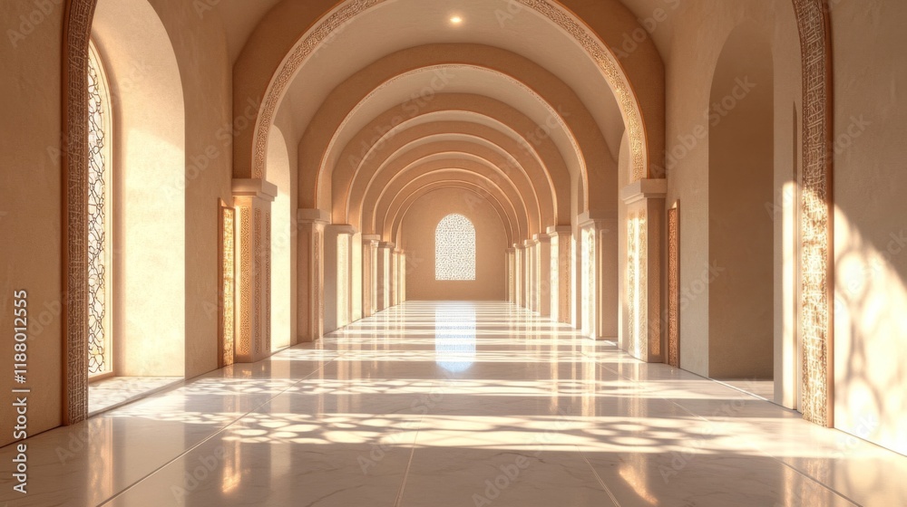 Obraz premium Serene Archway Corridor Interior Design