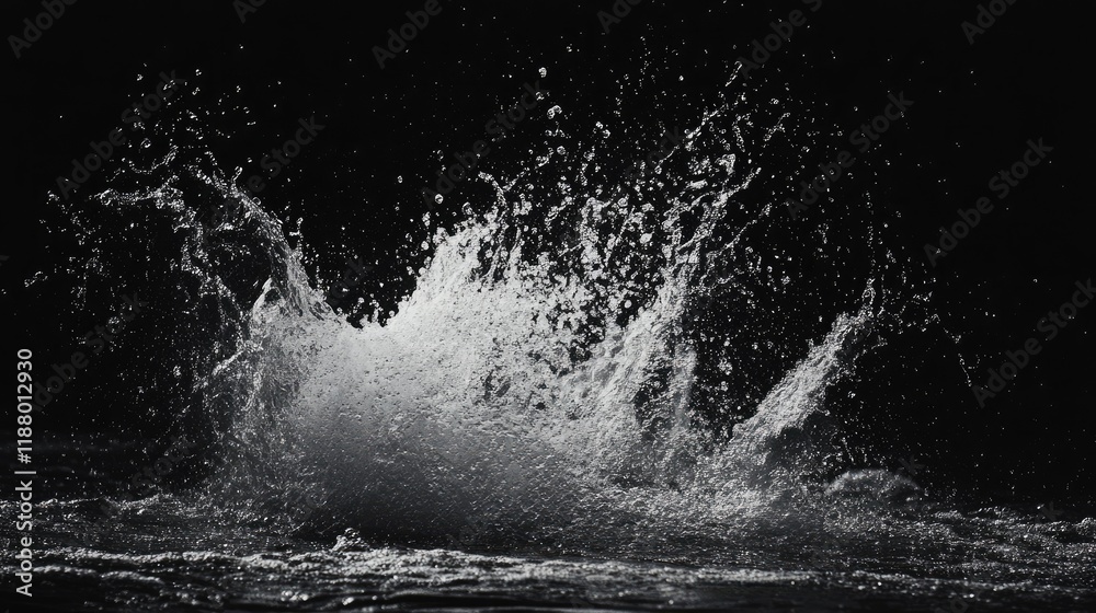 Obraz premium A dynamic splash of water captured mid-air with drops scattering in all directions.