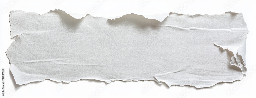 Torn paper texture with irregular edges on white background Torn paper texture with irregular edges on white background