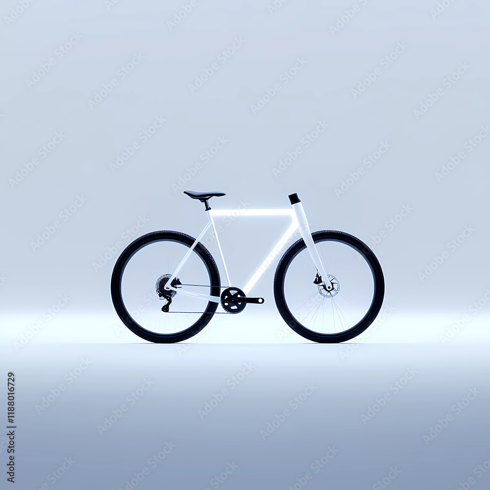 Fototapeta premium Bright White Style Electric Bike on a Bright White Background