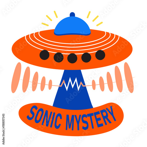 Ufo space mystery typography, flat style ticker