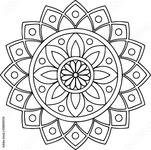 A minimalist mandala flower black and white vector art design